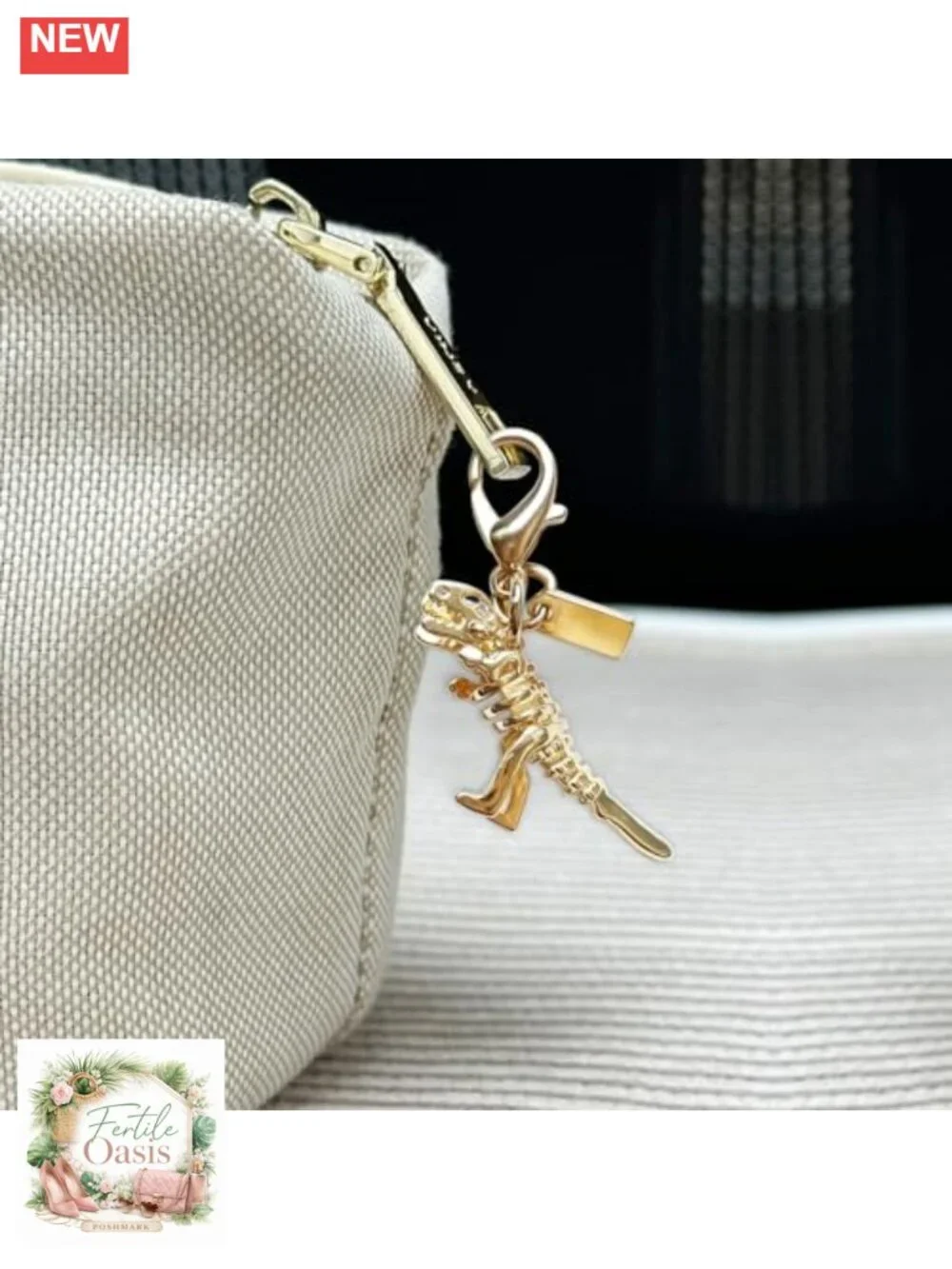 Gold Dinosaur Bag Charm Keychain Purse Accessory for Handbags Zipper Pull